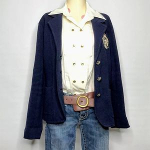 Lauren Ralph Lauren Knit Beaded Crest Jacket Size Small